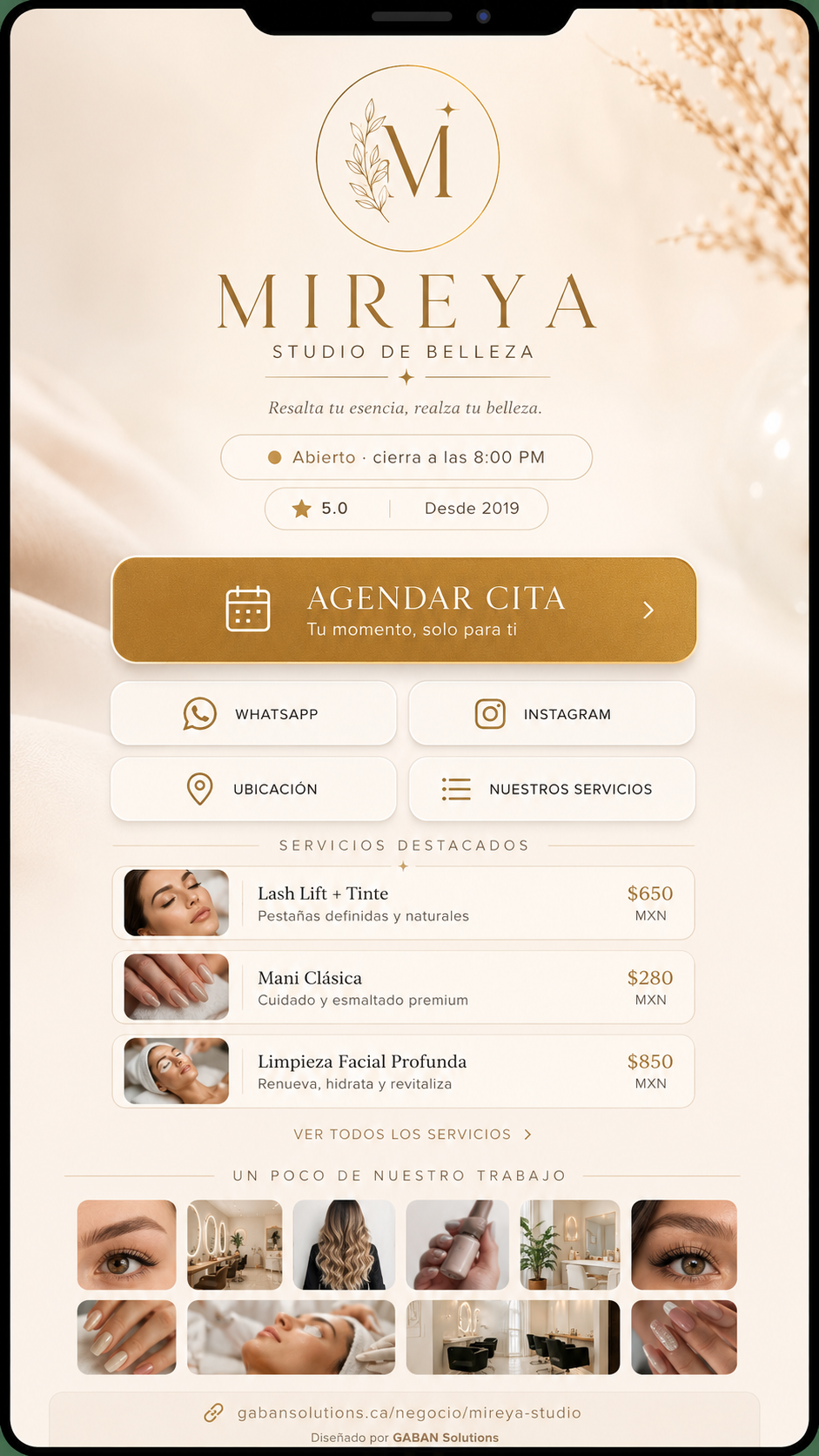 Mockup tarjeta digital belleza variante 1