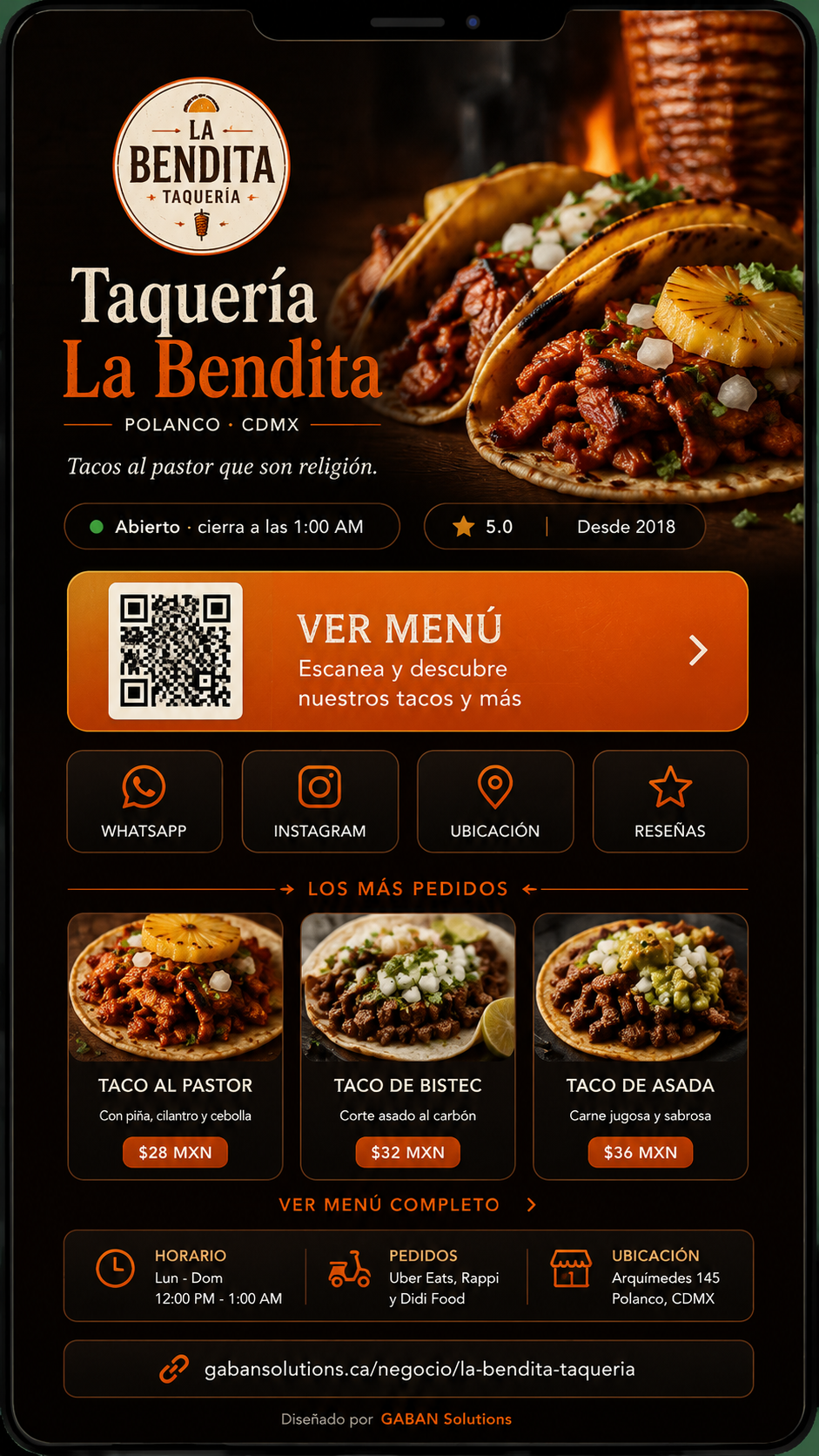 Mockup tarjeta digital comida variante 1