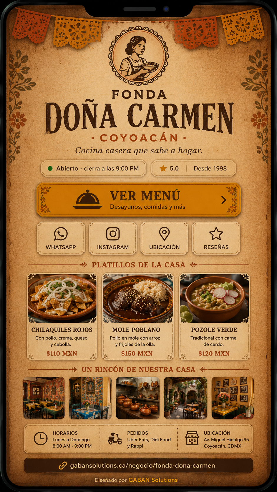 Mockup tarjeta digital comida variante 2