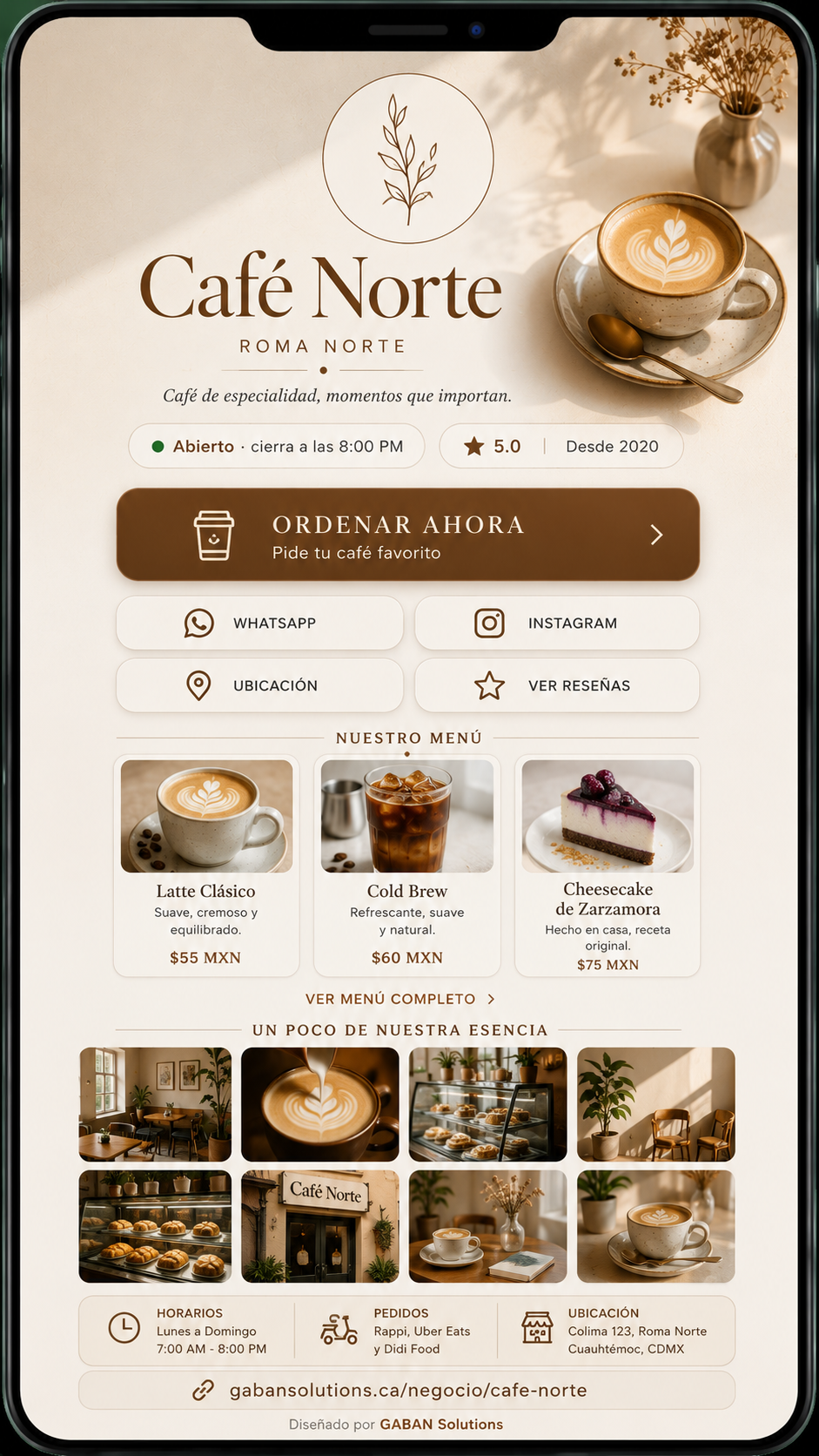 Mockup tarjeta digital comida variante 3